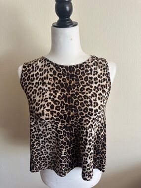 Leopard Print Sleeveless Tank Top - Brown/Black